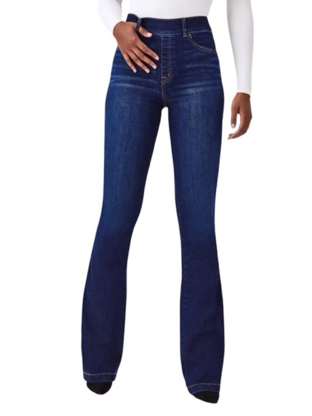 SPANX EveryWear Flare Wide Leg Jeans Midnight Blue Size Medium